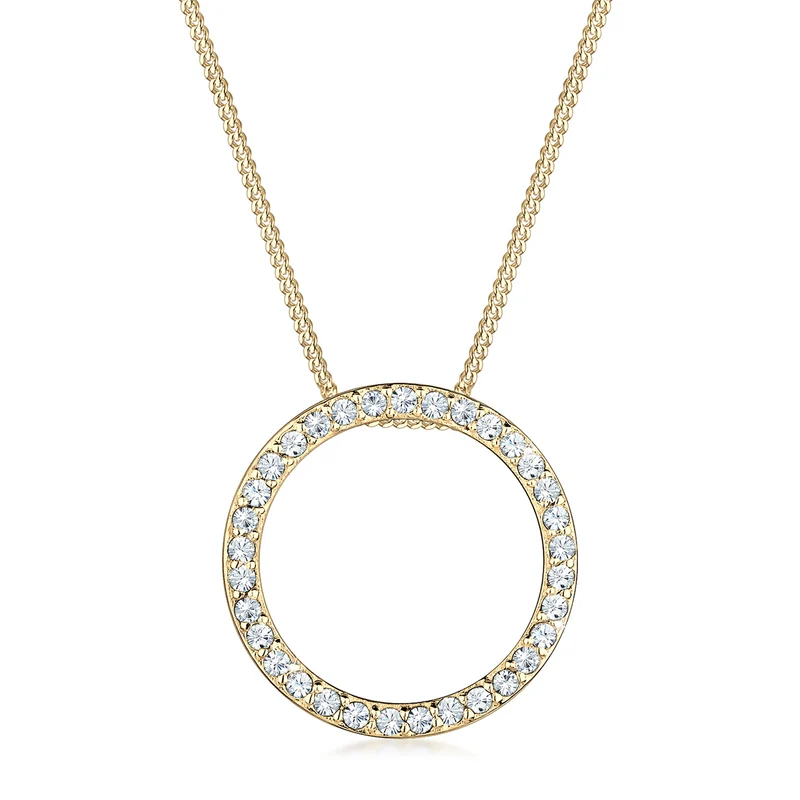 Halskette Anhänger Kreis | Mit Kristallen von Swarovski® (Weiß)
