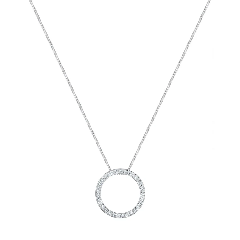 Halskette Anhänger Kreis | Mit Kristallen von Swarovski® (Weiß)