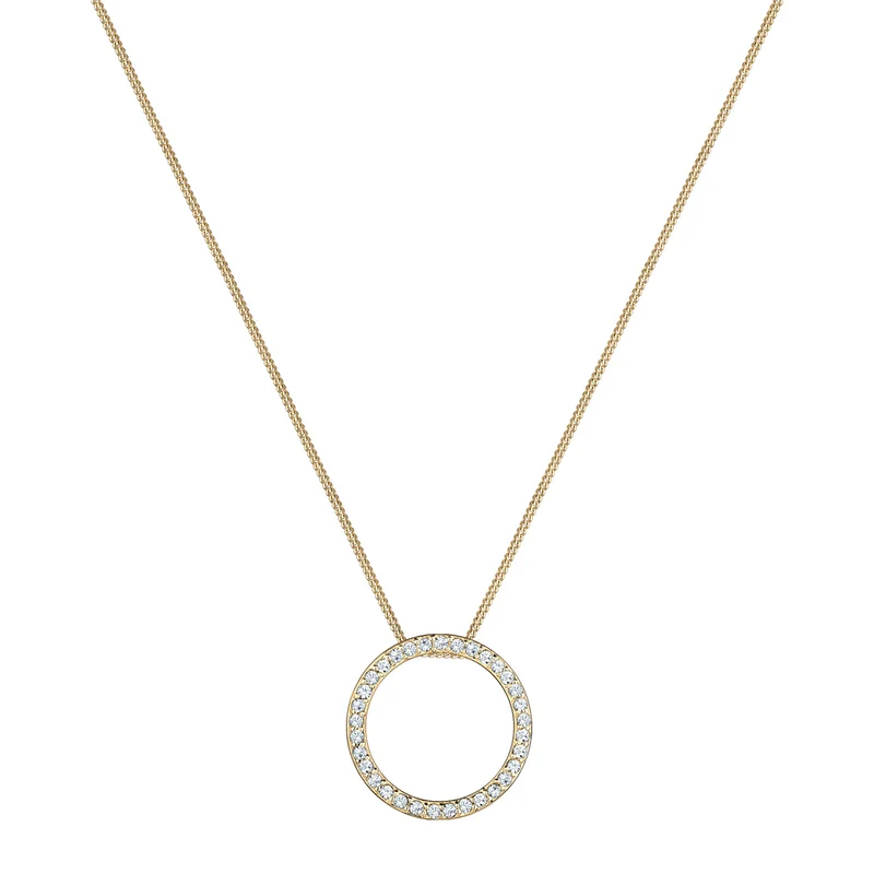 Halskette Anhänger Kreis | Mit Kristallen von Swarovski® (Weiß)