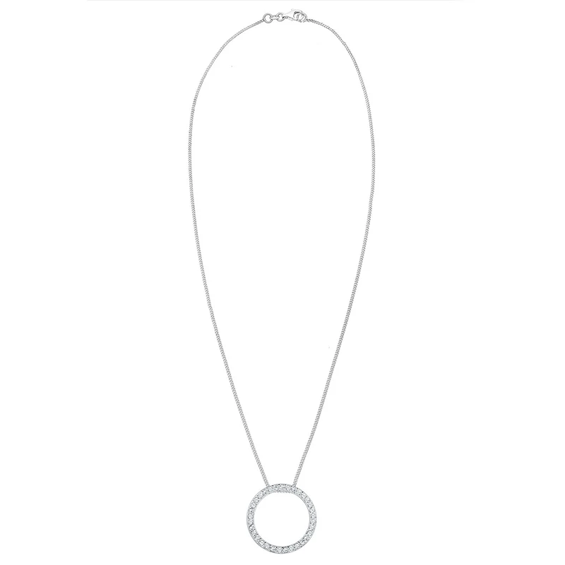 Halskette Anhänger Kreis | Mit Kristallen von Swarovski® (Weiß)