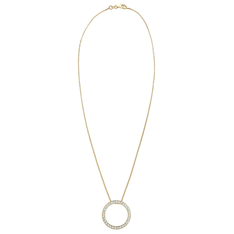Halskette Anhänger Kreis | Mit Kristallen von Swarovski® (Weiß)