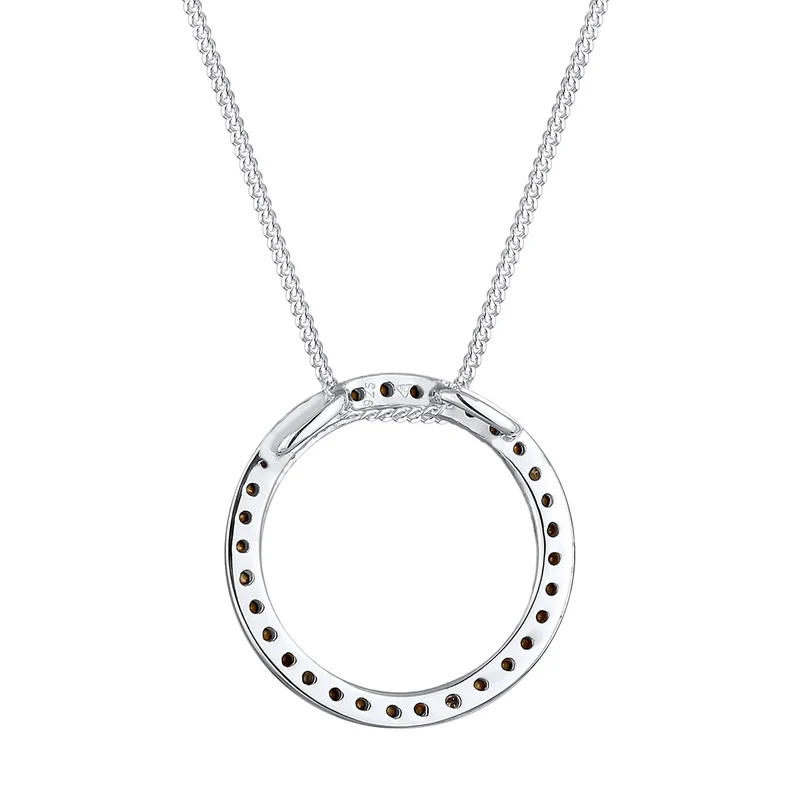 Halskette Anhänger Kreis | Mit Kristallen von Swarovski® (Weiß)