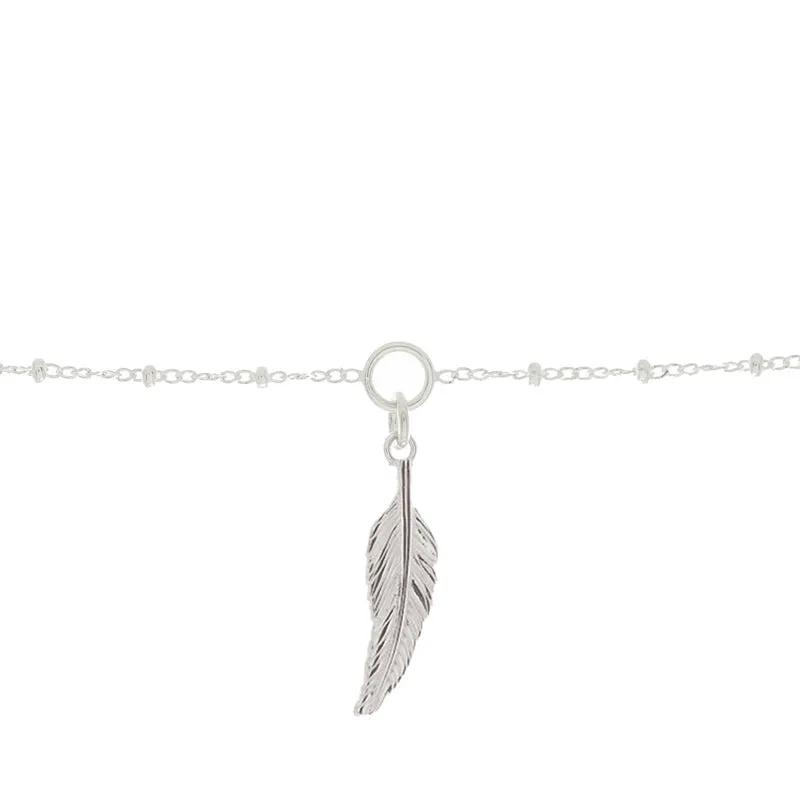 In Memory Of Feather Charm Bracelet in Sterling Silver