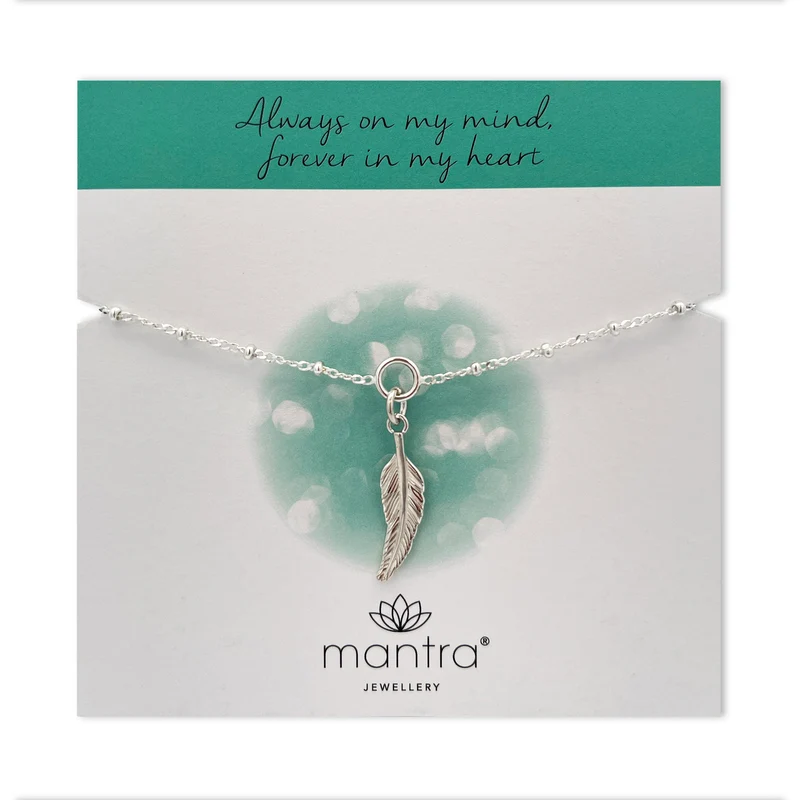 In Memory Of Feather Charm Bracelet in Sterling Silver