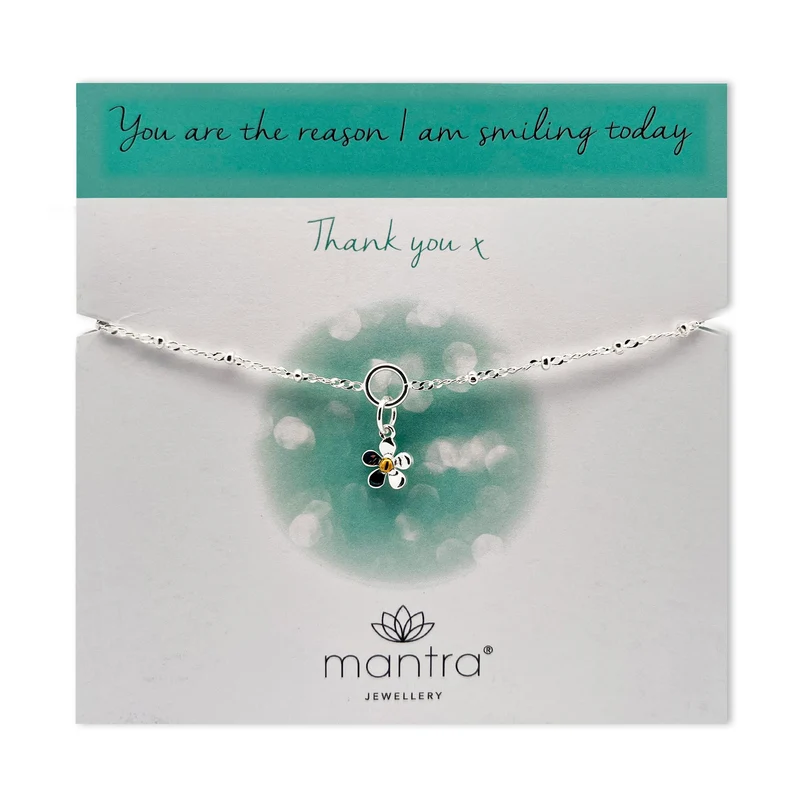 Thank You Daisy Charm Bracelet in Sterling Silver