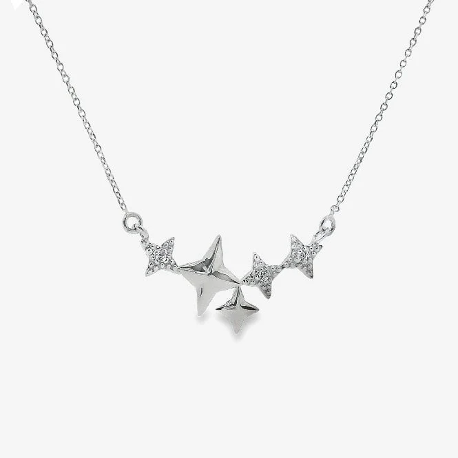 Silver 5 Star CZ Necklace