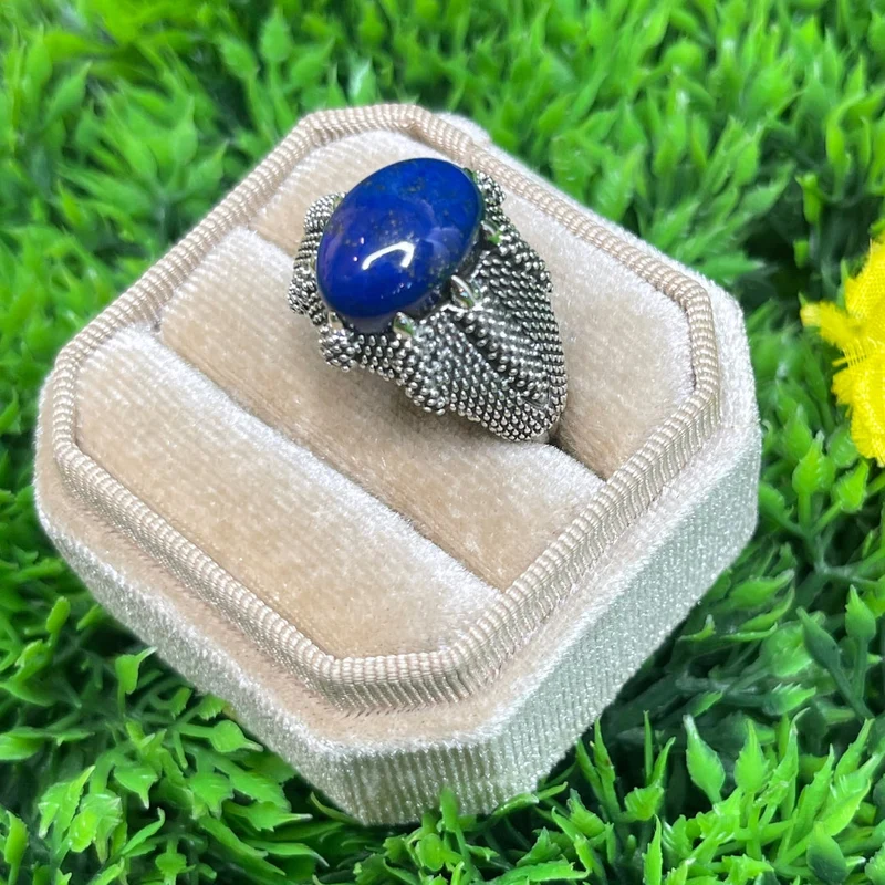 Silberner Lapislazuli-Krallen-Siegelring Nr. 2