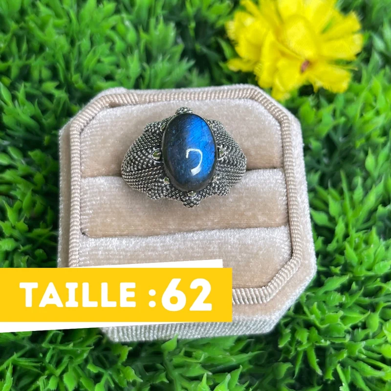 Silberner Labradorit-Krallen-Siegelring Nr. 7