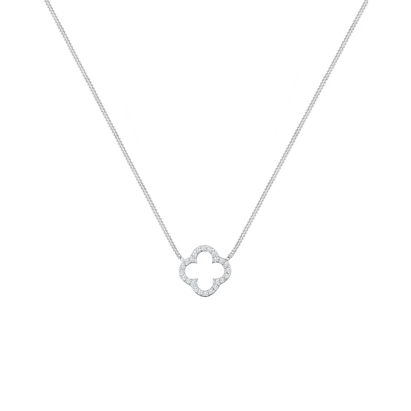 Halskette Kleeblatt | Zirkonia (Weiß)