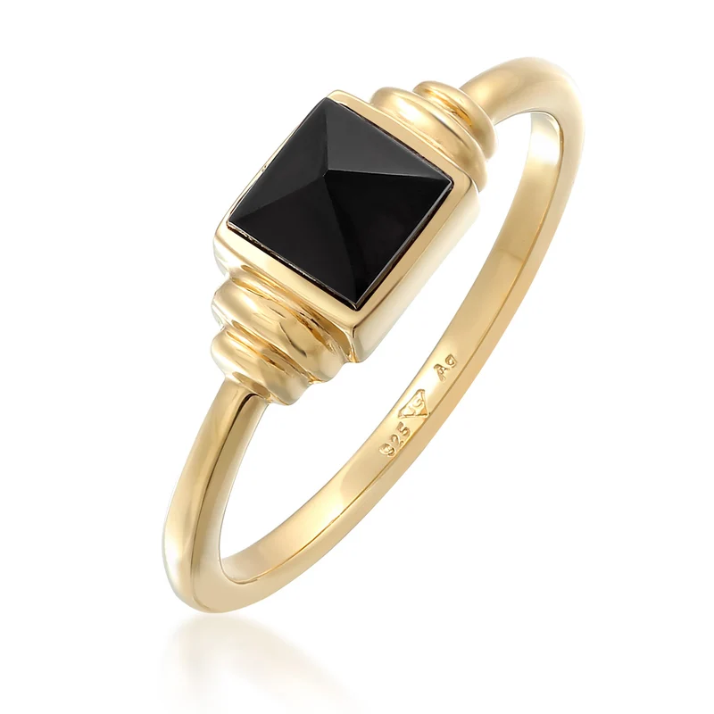 Solitär-Ring Quadrat | Onyx (Schwarz)