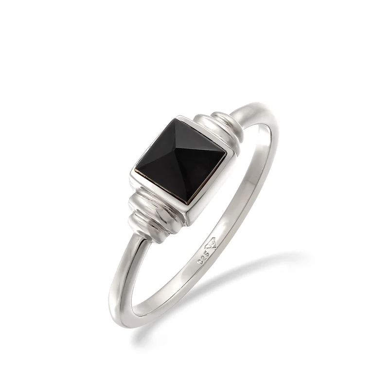 Solitär-Ring Quadrat | Onyx (Schwarz)