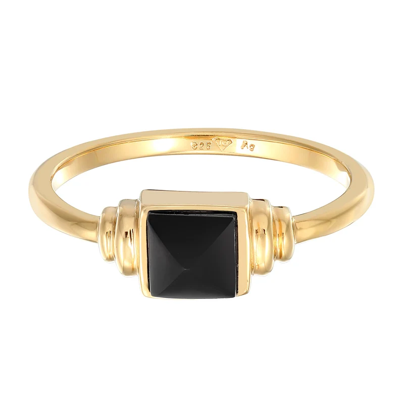 Solitär-Ring Quadrat | Onyx (Schwarz)