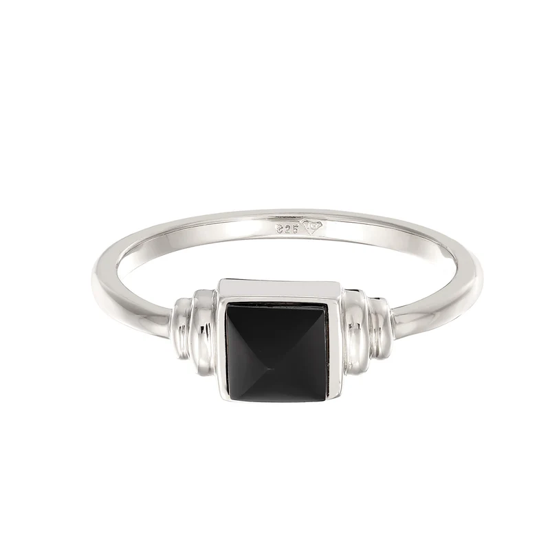 Solitär-Ring Quadrat | Onyx (Schwarz)