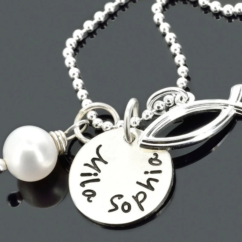ICHTHYS FISCH TAUFKETTE, SCHMUCK GRAVUR, TAUFGESCHENK