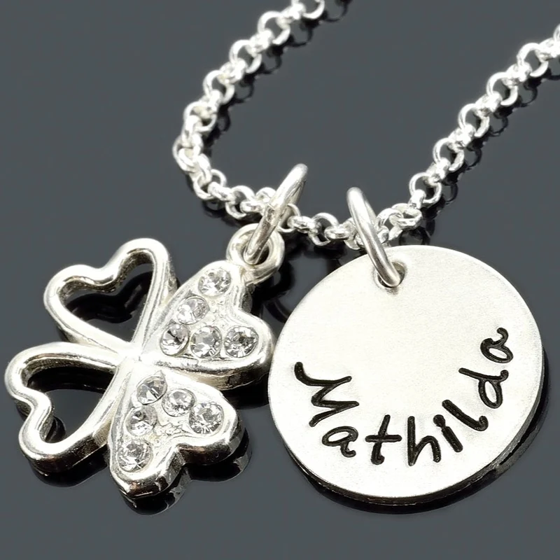 KLEEBLATT KETTE, GRAVURSCHMUCK, SCHMUCK MIT NAMEN, GLÜCKSKETTE