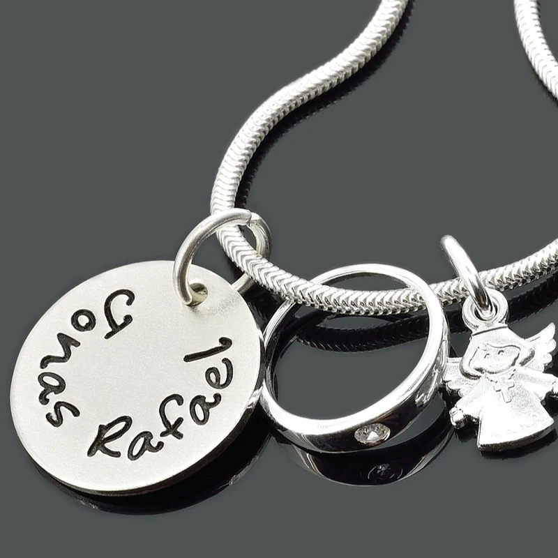TAUFKETTE MIT TAUFRING, TAUFSCHMUCK SILBER, NAMENSKETTE