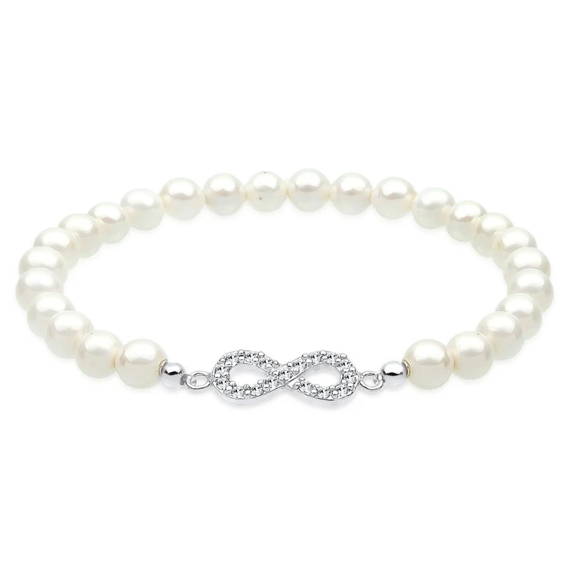 Armband Infinity | Perle, Kristall ( Weiß )