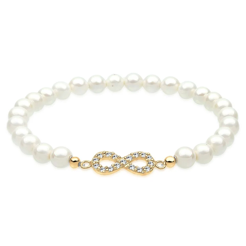Armband Infinity | Perle, Kristall ( Weiß )