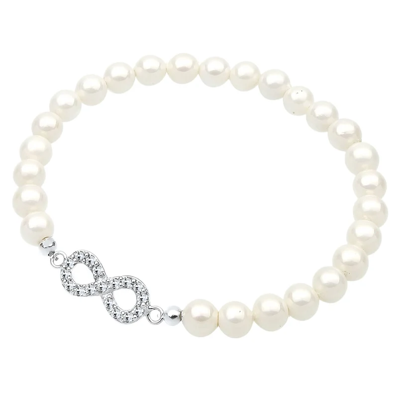 Armband Infinity | Perle, Kristall ( Weiß )