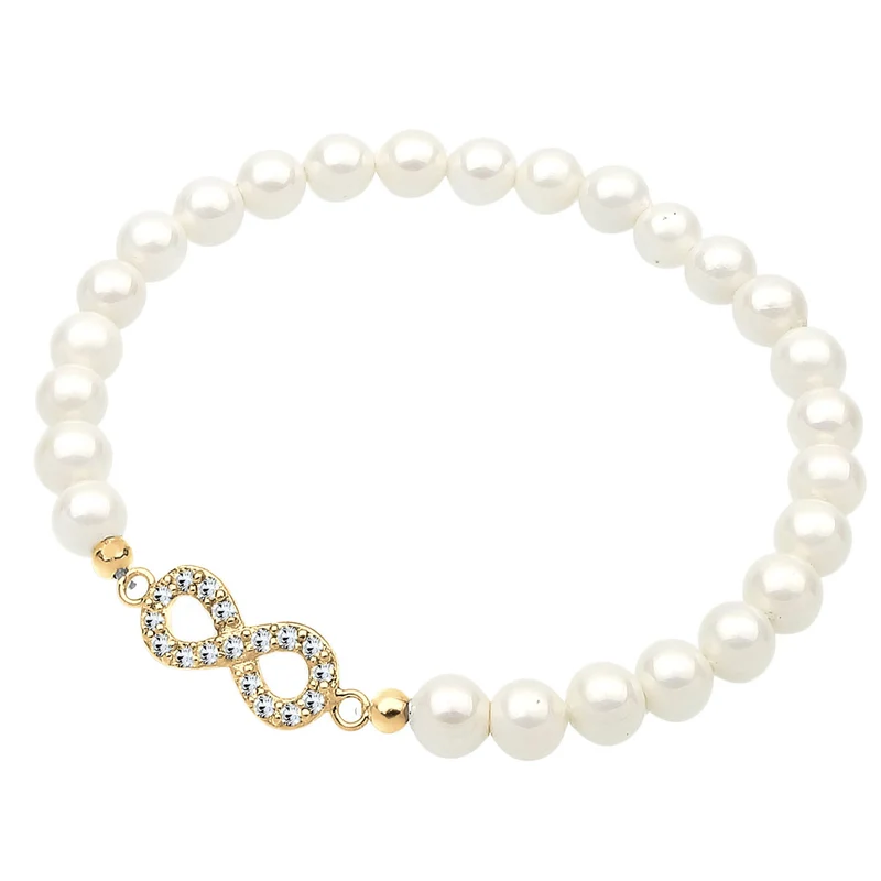 Armband Infinity | Perle, Kristall ( Weiß )