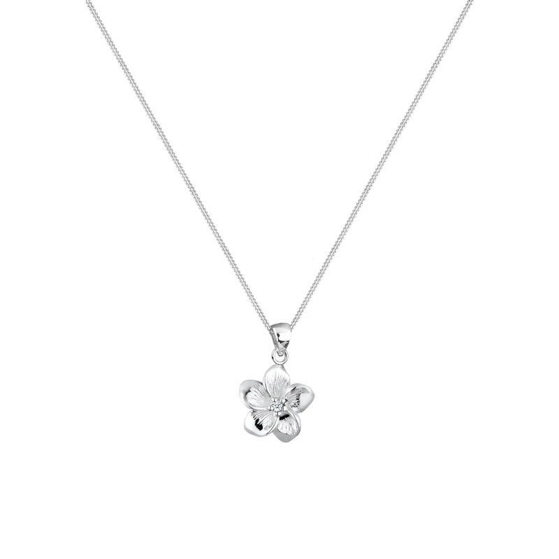 Halskette Frangipani Blüte | Diamant (Weiß, 0,03 ct)