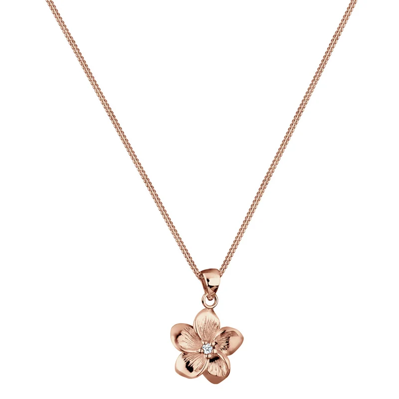 Halskette Frangipani Blüte | Diamant (Weiß, 0,03 ct)