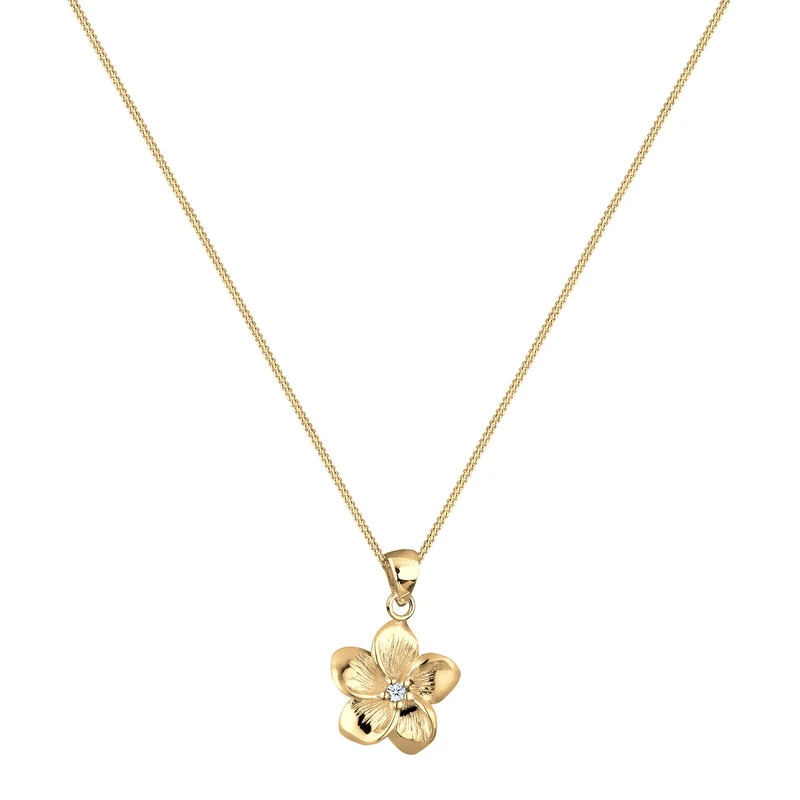 Halskette Frangipani Blüte | Diamant (Weiß, 0,03 ct)