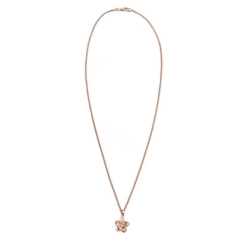 Halskette Frangipani Blüte | Diamant (Weiß, 0,03 ct)