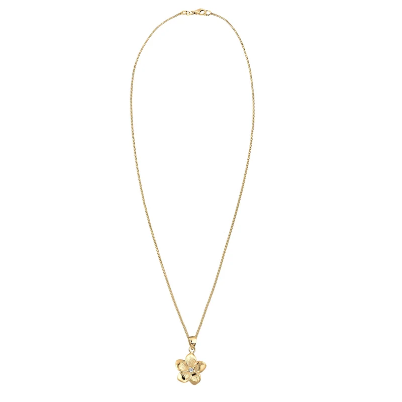 Halskette Frangipani Blüte | Diamant (Weiß, 0,03 ct)