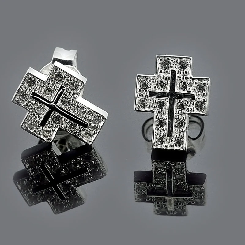 Ohrstecker mit Kreuz, Zirkoniasteine