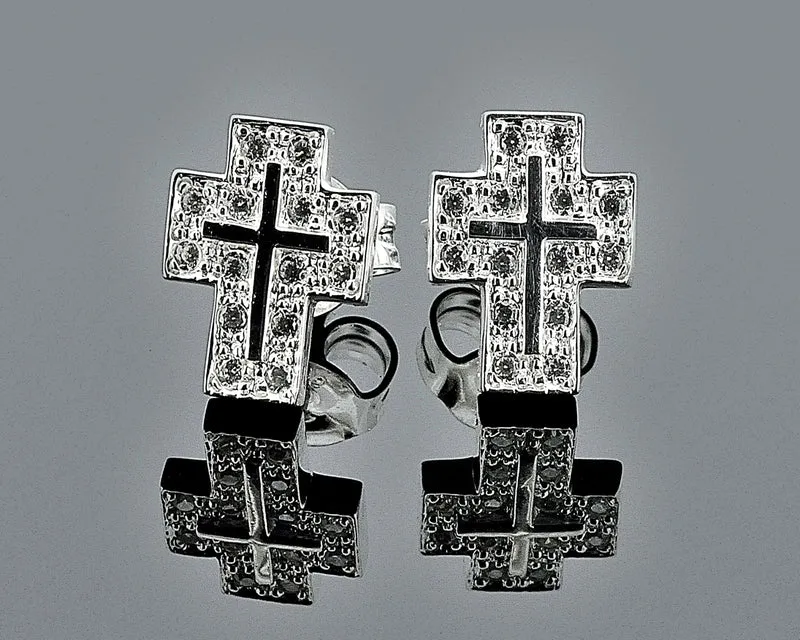 Ohrstecker mit Kreuz, Zirkoniasteine