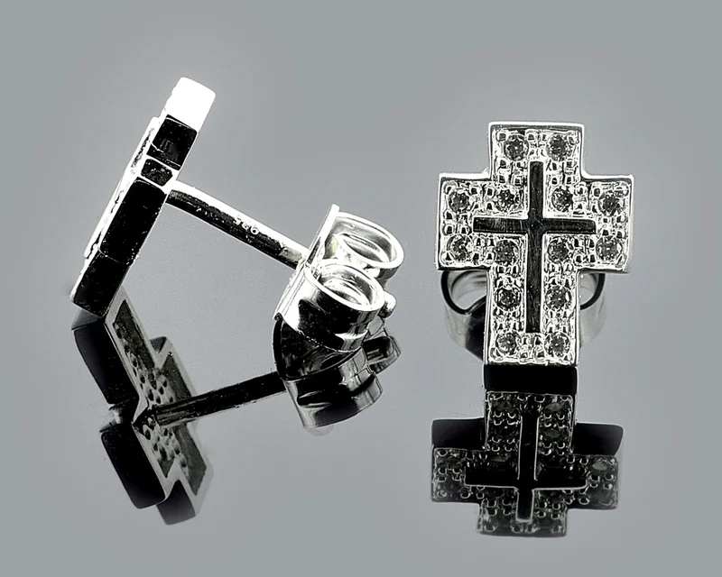 Ohrstecker mit Kreuz, Zirkoniasteine