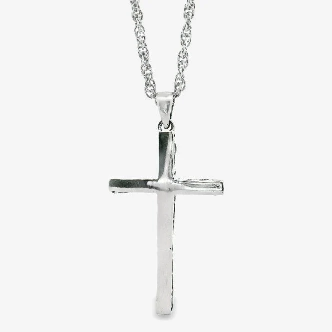 Oxidised Silver Blackened Cross Pendant Necklace, 50cm