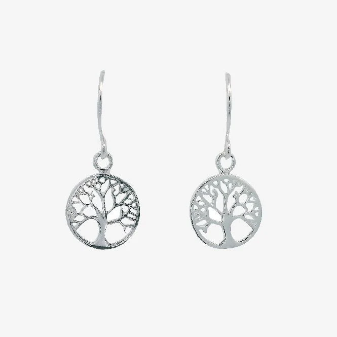 Silver Family Tree Drop Earrings