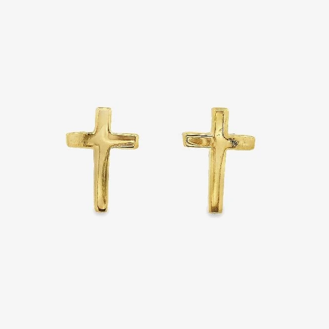 Gold Cross Stud Earrings