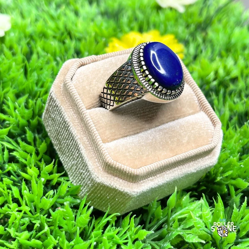 Silberner Lapislazuli-Schachbrett-Siegelring Nr. 2