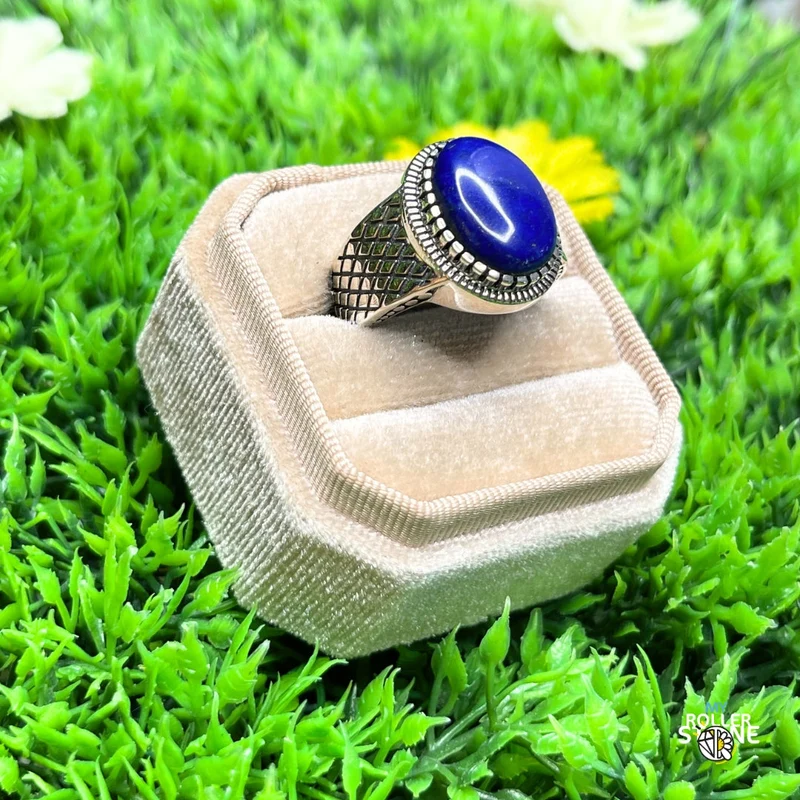 Silberner Lapislazuli-Schachbrett-Siegelring Nr. 3