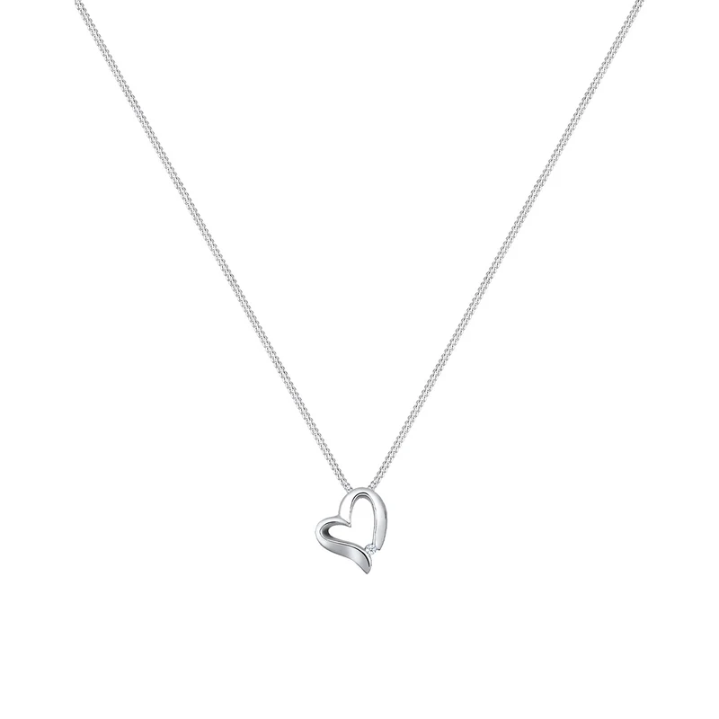 Halskette Herz Anhänger | Diamant (Weiß, 0.015 ct)