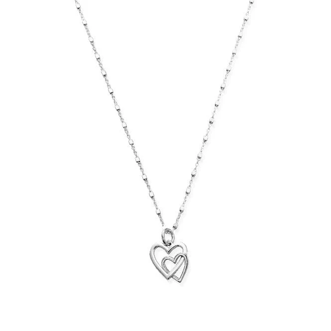 Delicate Cube Chain Interlocking Love Heart Necklace