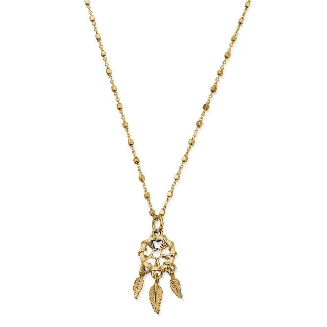 Gold Delicate Cube Chain Dreamcatcher Necklace