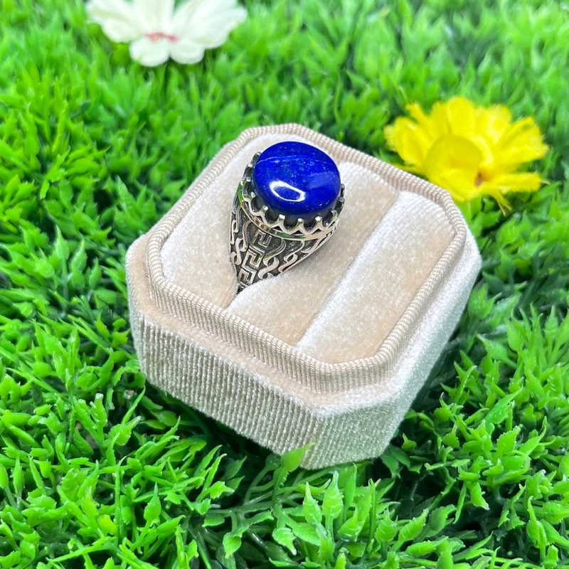Silberner Lapislazuli-Flammen-Siegelring Nr. 1