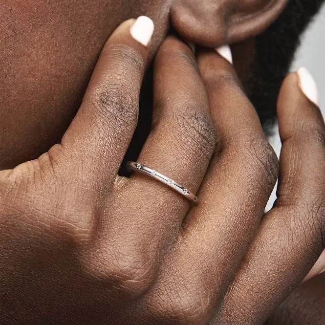 Simple Sparkling Band Ring, Size 64