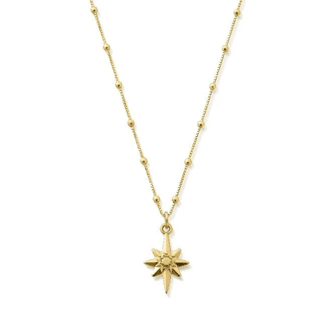 Gold Bobble Chain Lucky Star Necklace