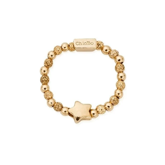 Gold Inset Star Ring, Medium