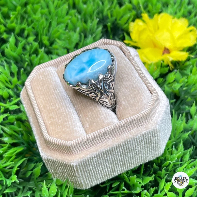 Larimar Pfau Silber Siegelring Nr. 5