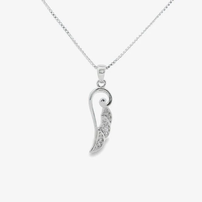 Silver & CZ Open Wing Pendant Necklace