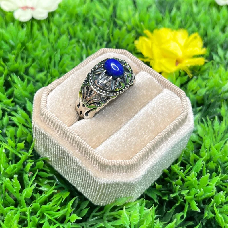 Silberner Lapislazuli-Stern-Siegelring Nr. 1