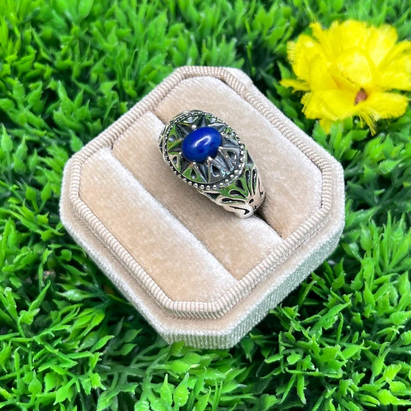 Silberner Lapislazuli-Stern-Siegelring Nr. 4