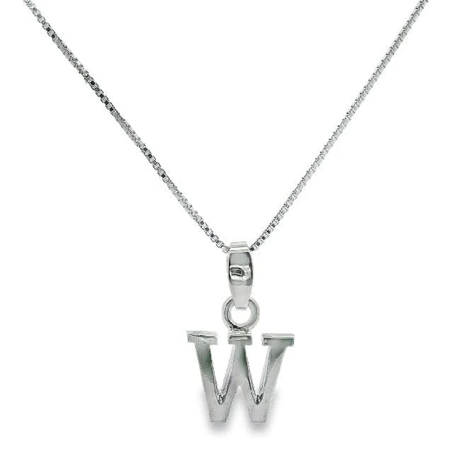 Letter W Silver Initial Pendant Necklace, 40-45cm