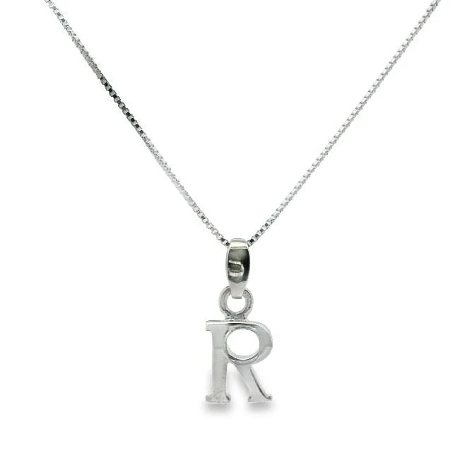 Letter R Silver Initial Pendant Necklace, 40-45cm